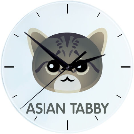 Gato atigrado asiático - Reloj de MDF con gráficos e inscripción de Art-Dog (1/4)