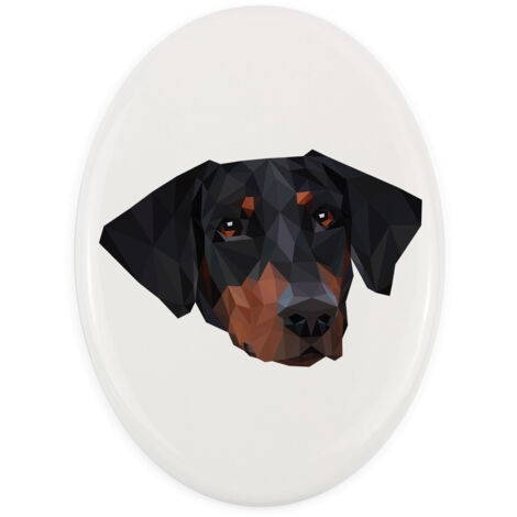 Doberman, Dobermann: placa con foto e inscripción geométrica de Art-Dog