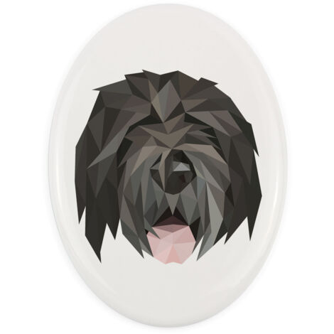 Terrier ruso negro, terrier ruso negro: placa con foto e inscripción geométrica de Art-Dog