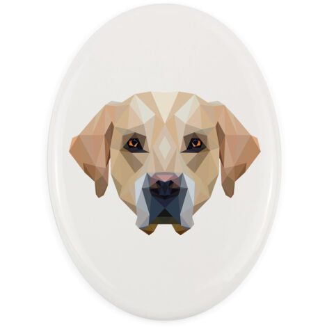 Labrador Retriever: placa con foto e inscripción geométrica de Art-Dog (1/4)