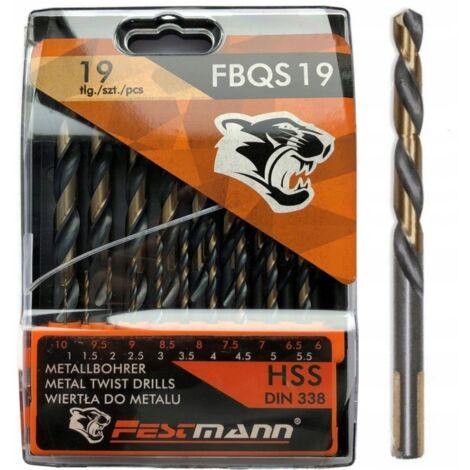 JUEGO DE BROCAS PARA METAL ARVEX FESTMANN FBQS 19uds HSS DIN 338 (1/4)