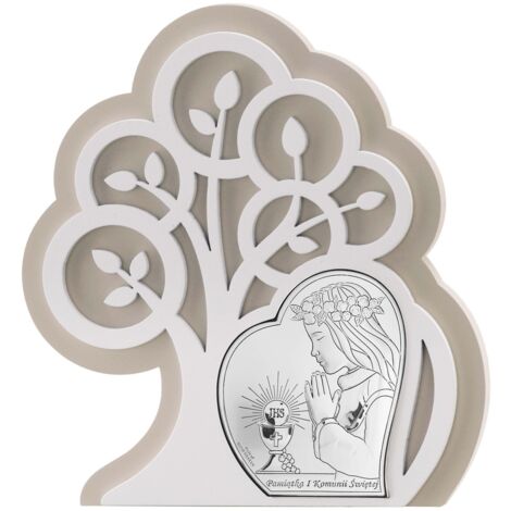 Cuadro santa comunión, recuerdo de primera comunión en plata con grabado Tamaño: 14x15,5 cm SKU: VL81400S/1L