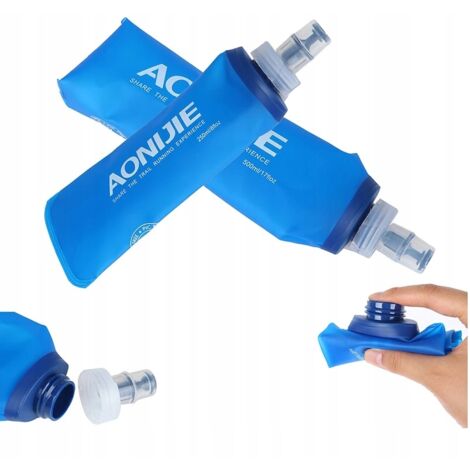 Botella de agua blanda plegable y flexible, color azul, 500 ml (1/5)