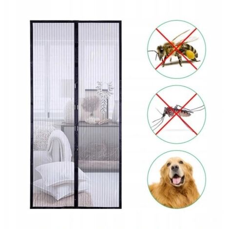 Mosquitera Magnética para Puertas 195 x 234 cm Se Cierra Automáticamente, Fácil Instalación sin Taladrar Puerta de Malla Magnética para Correderas, Garaje O Patio, Blanco
