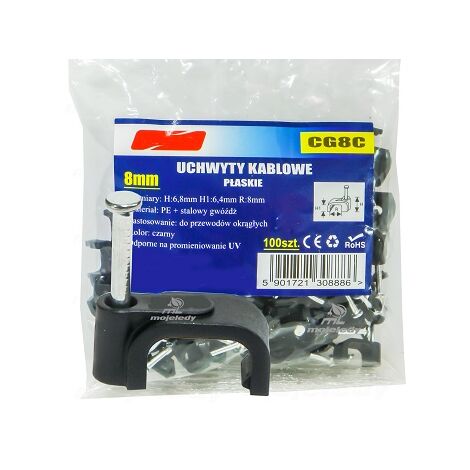 Soporte para cable plano negro 6,4/8 100 uds CG8C
