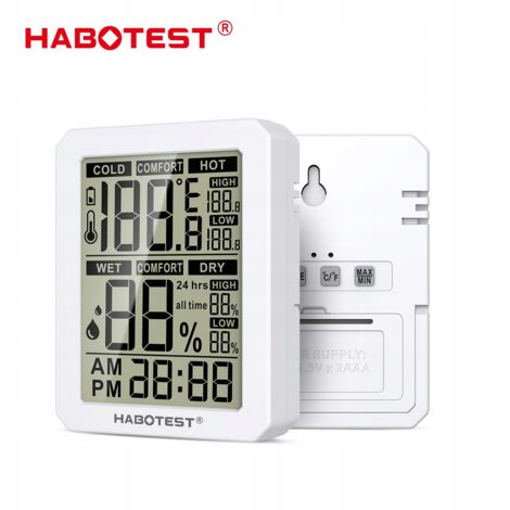 TERMOHIGRÓMETRO MEDICIÓN DE TEMPERATURA Y HUMEDAD PANTALLA GRANDE CLARO HABOTEST (1/5)