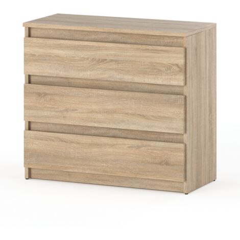 Cómoda Sonoma de Roble, 80 cm, 3 Unidades, Mueble para TV, salón, Dormitorio