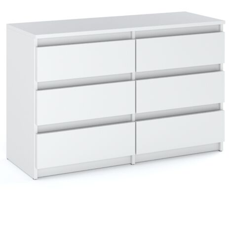 Cómoda blanca con 6 cajones, soporte para TV de 100 CM, muebles de salón, aparador, armario