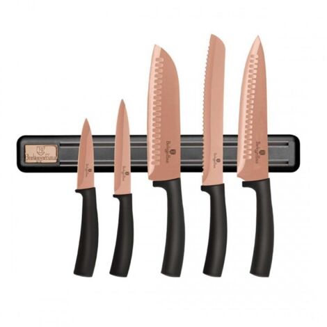 JUEGO DE 5 CUCHILLOS DE COCINA CON HOJA BERLINGER HAUS BH-2614 ORO ROSA (1/3)
