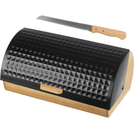 Panera de bambú con cuchillo para pan 2773 negra (1/4)