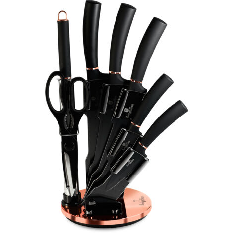 JUEGO DE CUCHILLOS BERLINGER HAUS BH-2421 BLACK ROSE EN SOPORTE (1/5)