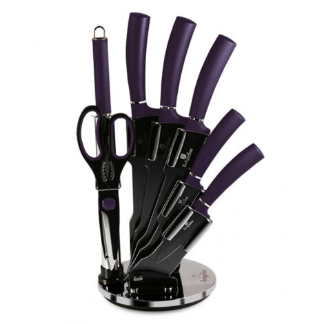JUEGO DE CUCHILLOS BERLINGER HAUS BH-2560 PÚRPURA EN SOPORTE (1/4)