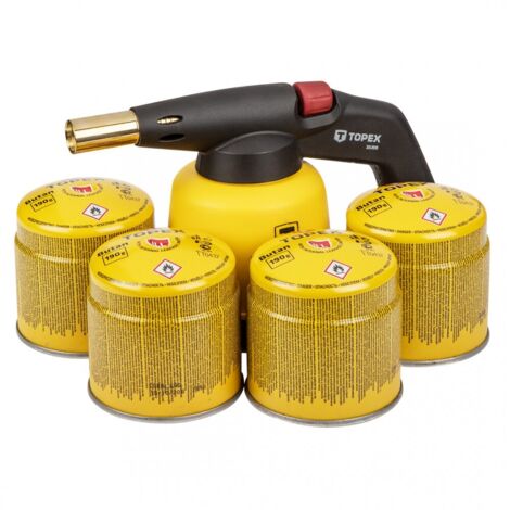 Topex - Soplete de gas 190g + 4 cartuchos - para soldar, bricolaje (1/2)