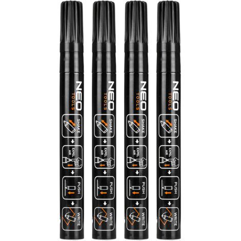 Marcador de construcción grueso, negro, permanente, impermeable, barnizado, aluminio, 4 uds. (1/5)