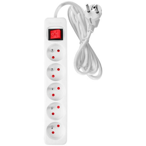 Cable de extensión de 5 m, 3 x 1,5 mm², 5G, blanco, encendido/apagado. (1/5)