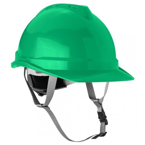 Casco industrial con correa para la barbilla, verde. (1/5)