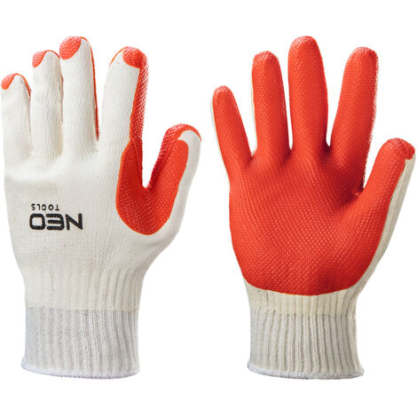 Guantes de trabajo, 65% algodón + 35% poliéster recubiertos de goma, 10" (1/5)
