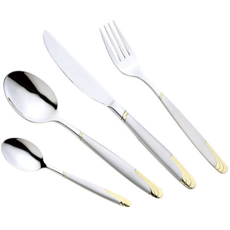 Elegante juego de cubiertos con acabado dorado, 24 piezas (oro) MR-1512G-24