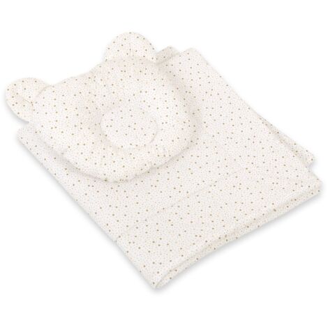 Edredón de osito de peluche con relleno y almohada contorneada - conjunto de 2 piezas - mini estrellas doradas (1/4)