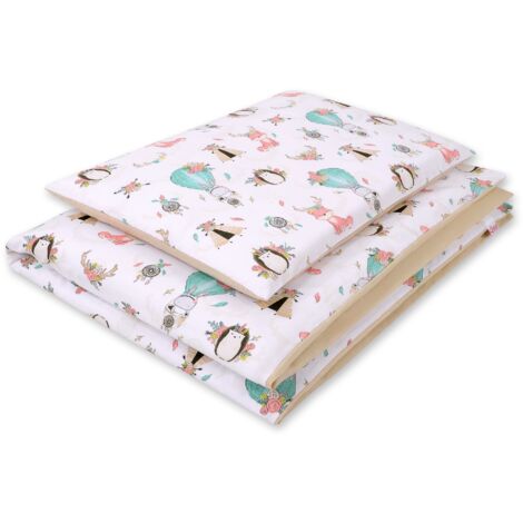 Ropa de cama infantil de algodón de dos piezas, doble cara, zorros beige/beige (1/3)