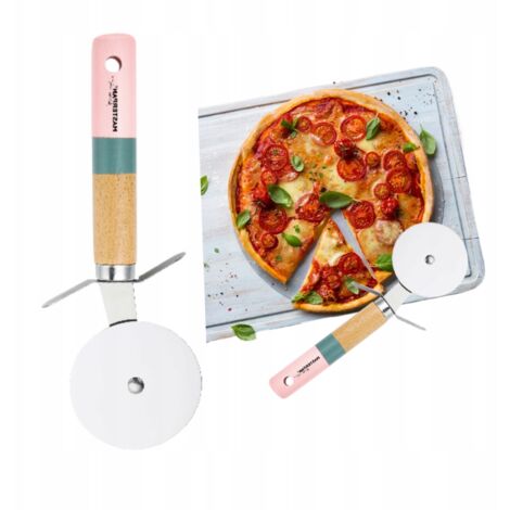 Elegante cortador de pizza Masterpan con mango de madera, acero inoxidable (1/4)