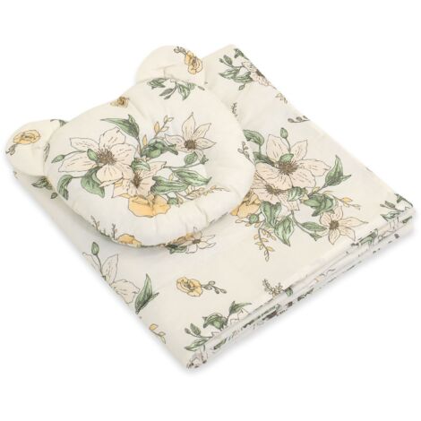 Edredón de osito de peluche y almohada contorneada - Conjunto de 2 piezas - Clematis en beige (1/3)