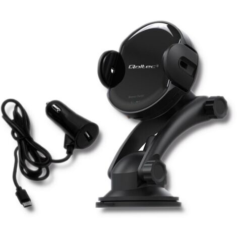 Cargador de coche inductivo Qoltec PRO con soporte iR de 15 W QC 3.0 USB tipo C (1/5)