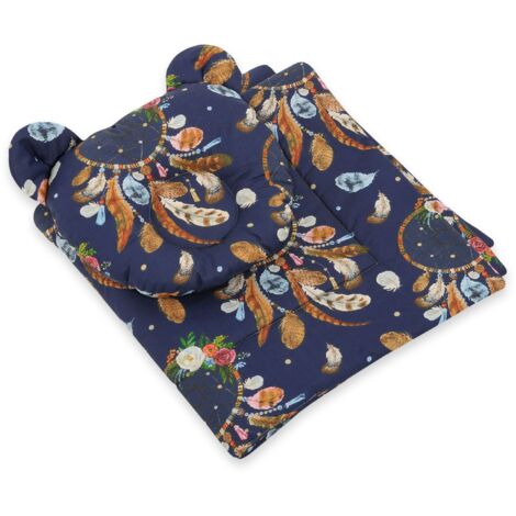 Edredón de osito de peluche con relleno y almohada contorneada - conjunto de 2 piezas - atrapasueños azul marino (1/4)