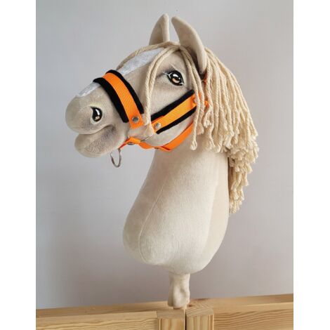 Cabestro ajustable Hobby Horse A3 de color naranja neón con pelo negro (1/2)