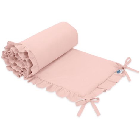 Protector universal con volantes para cuna - rosa empolvado