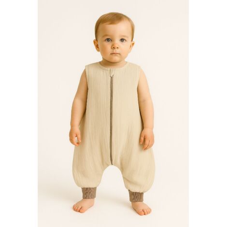 Saco de dormir de muselina para niños con piernas XL 2-4 años verano TOG 1.0 - crema (1/5)