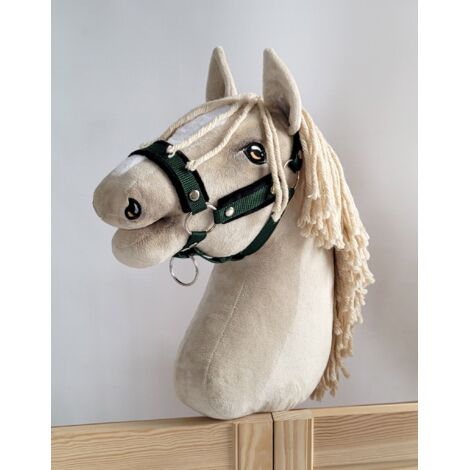 Cabestro ajustable Hobby Horse A3, color verde botella con pelo negro