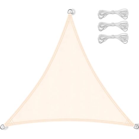 Toldo vela triangular 4x4x4m impermeable parasol terraza jardín beige (1/5)