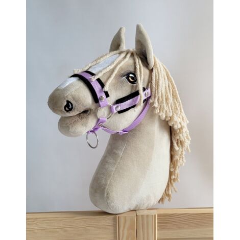 Cabestro de caballo ajustable Hobby Horse A3 morado con pelo negro (1/3)