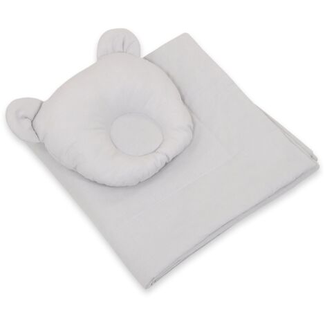 Ropa de cama para bebé con relleno, edredón y almohada con forma de osito de peluche - Juego de 2 piezas - gris (1/5)