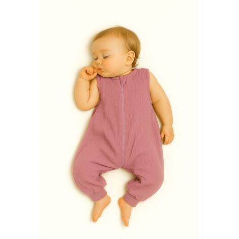Saco de dormir de muselina para niños con piernas L 9-24 meses verano TOG 1.0 - rosa retro (1/5)