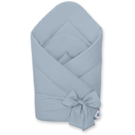 Fular de bebé de algodón suave de doble cara con lazos - azul sucio