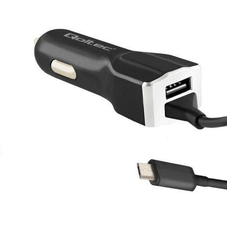 Cargador de coche Qoltec de 12-24 V 17 W 5 V 3,4 A Cable USB + Micro USB (1/3)