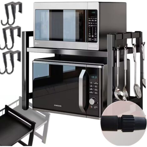 Soporte para microondas, estante extensible, ajuste telescópico, organizador tipo loft