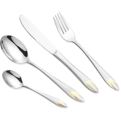 Juego de cubiertos con detalles dorados, 24 piezas Maestro MR-1513G-24