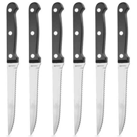 CUCHILLOS DE ACERO PARA CARNE Y HAMBURGUESAS, JUEGO DE CUCHILLOS DE COCINA DE 21 CM, 6 PIEZAS