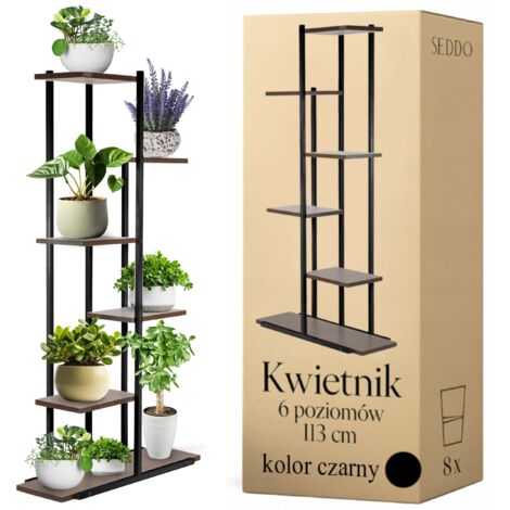 Soporte para flores de metal, 6 estantes, negro, moderno, 113 cm, loft (1/5)