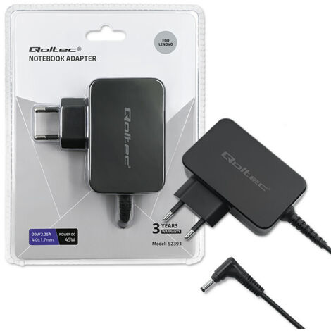 Adaptador de corriente Qoltec para portátil Lenovo de 45 W 20 V 2,25 A 4,0 x 1,7 (1/5)