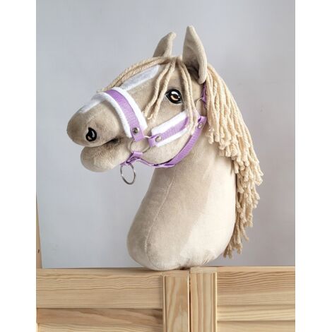 Cabestro ajustable para caballo Hobby Horse A3 morado con pelo blanco (1/3)