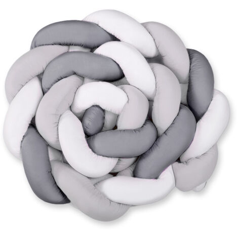 Protector de cuna trenzado XXL - blanco-gris-antracita (1/3)