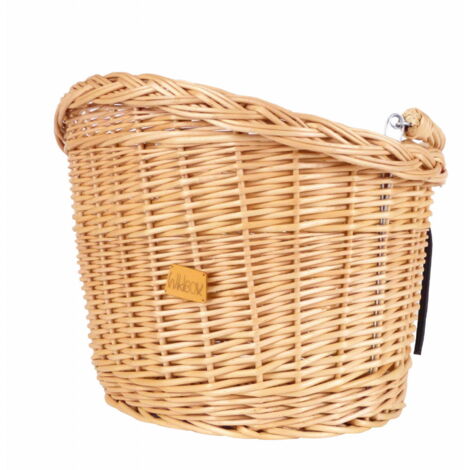 Cesta de bicicleta de mimbre con ganchos, color natural. (1/5)
