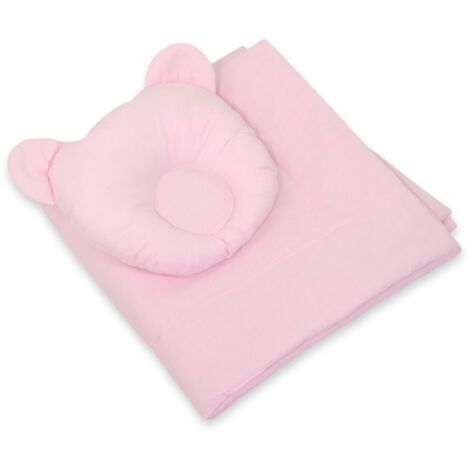 Ropa de cama para bebé con relleno, edredón y almohada contorneada Teddy Bear - conjunto de 2 piezas - rosa (1/5)