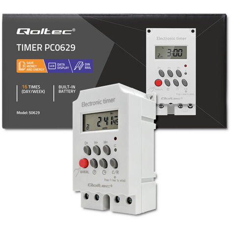 Temporizador electrónico Qoltec PC0629 para riel DIN LCD (1/5)