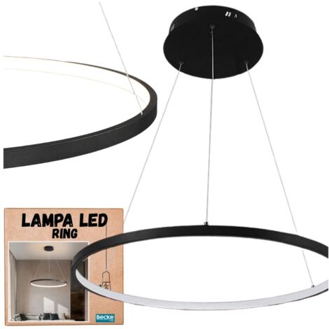 Lámpara de techo LED Ring, negro mate, 25W, moderna, industrial, colgante, larga, Neutra