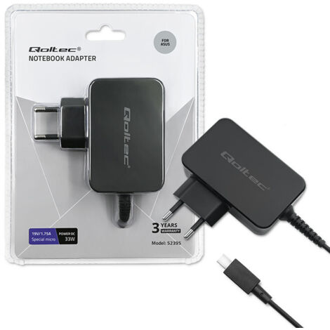 Adaptador de corriente Qoltec para portátil Asus de 33 W 19 V 1,75 A 6,4 x 2,2 (1/5)